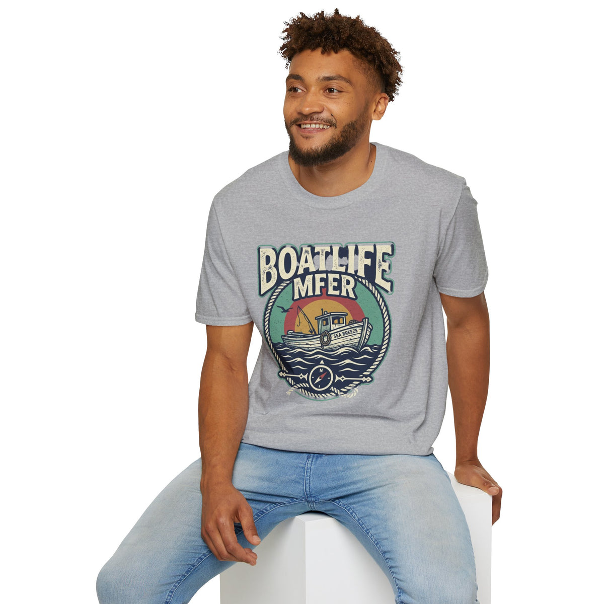 Boat Life T-Shirt – Vintage Fishing Boat Graphic 'Boat Life MFER' Tee