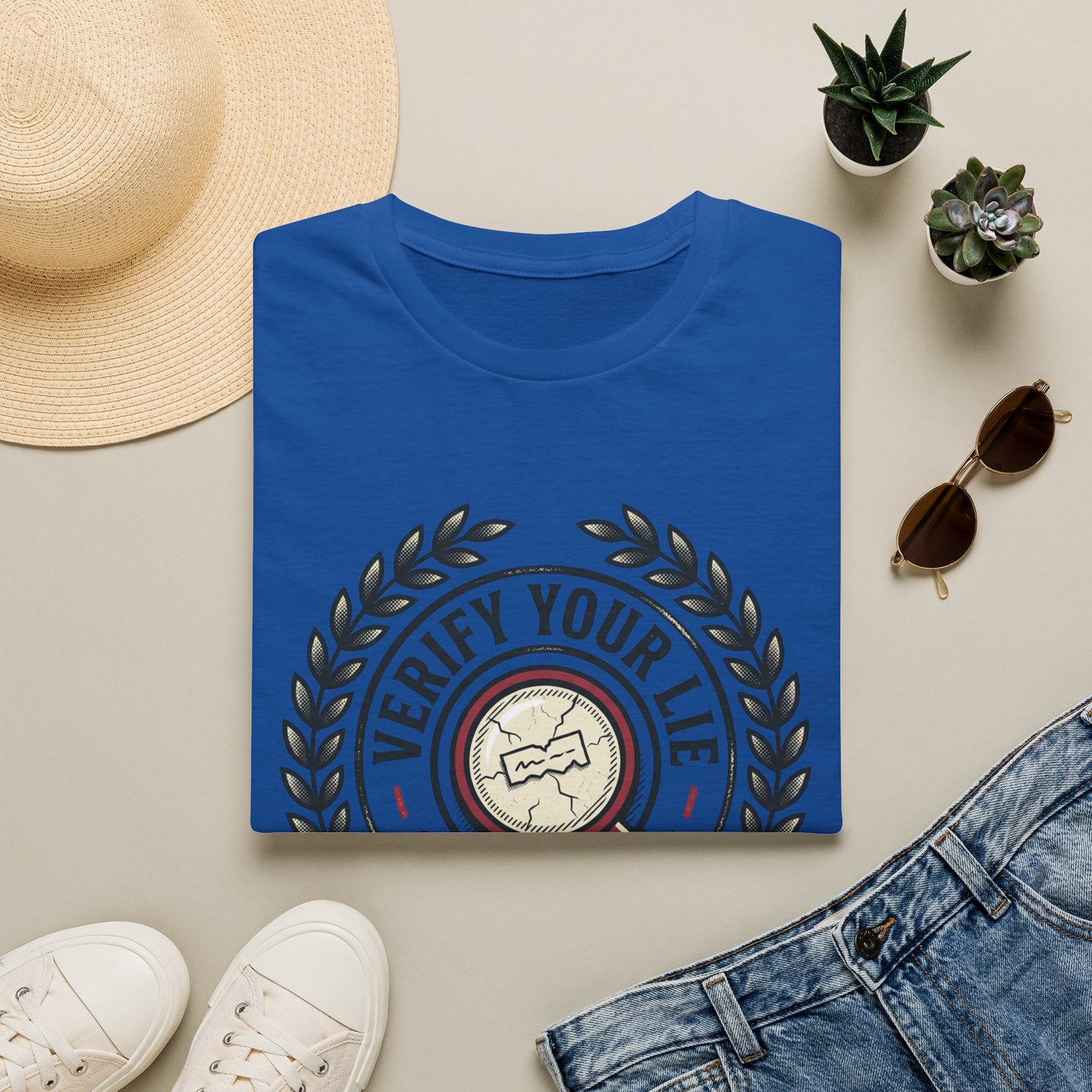 Verify Your Life T-Shirt — Vintage Badge Graphic Tee for Curious Minds