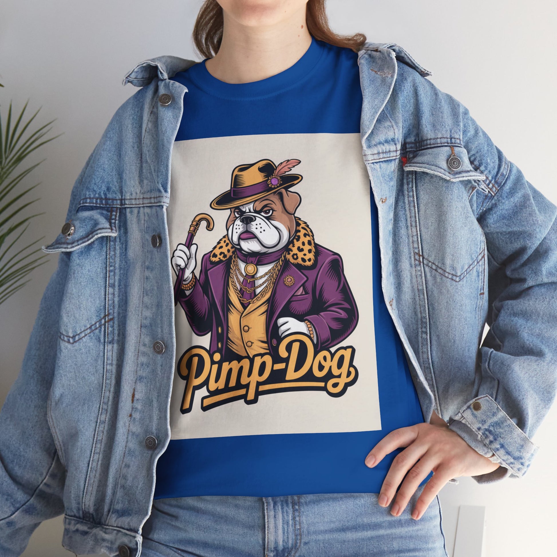 Pimp-Dog Graphic Tee — Retro Bulldog Character Shirt Printify