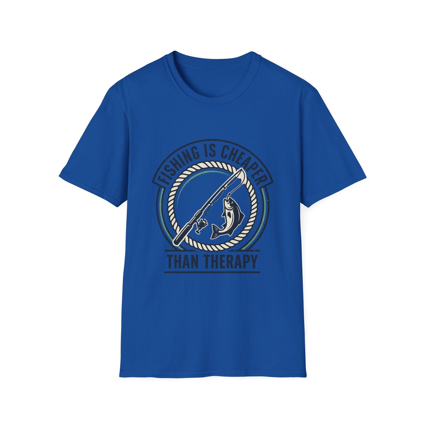 Fishing Is Cheaper Than Therapy T-Shirt — Funny Fishing Graphic Tee for Anglers