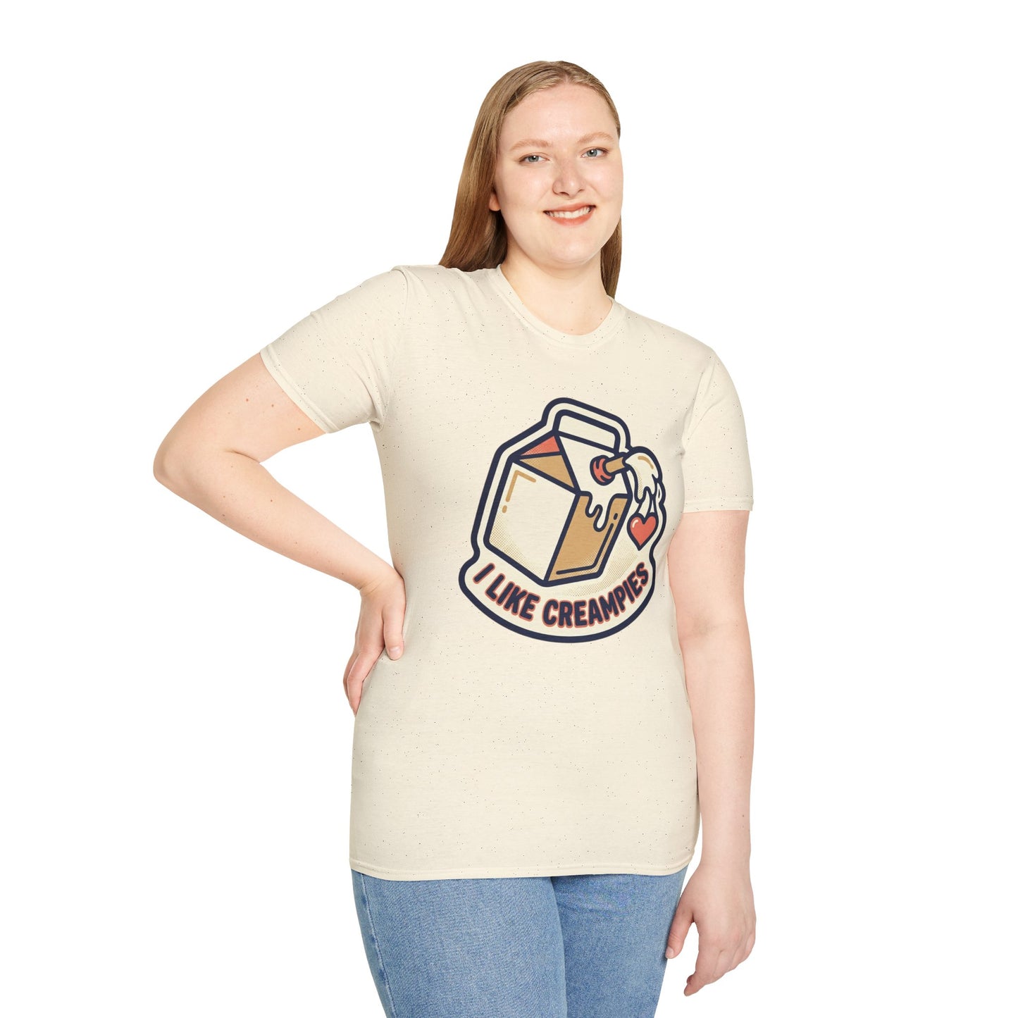 Cream Pie Cartoon T-Shirt — "I Like Creampies" Retro Milk Carton Graphic Tee