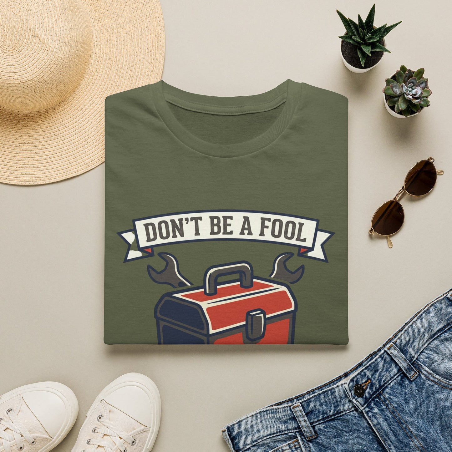 Don't Be a Fool Toolbox T‑Shirt — Wrap Your Tool Shirt for Mechanics & DIYers