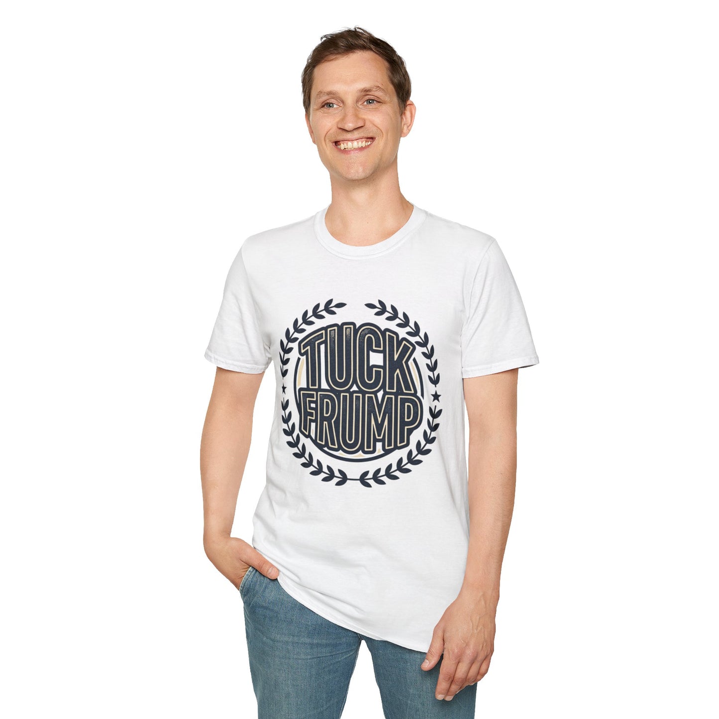 "Tuck Frump" Vintage Laurel Emblem Political Satire Tee
