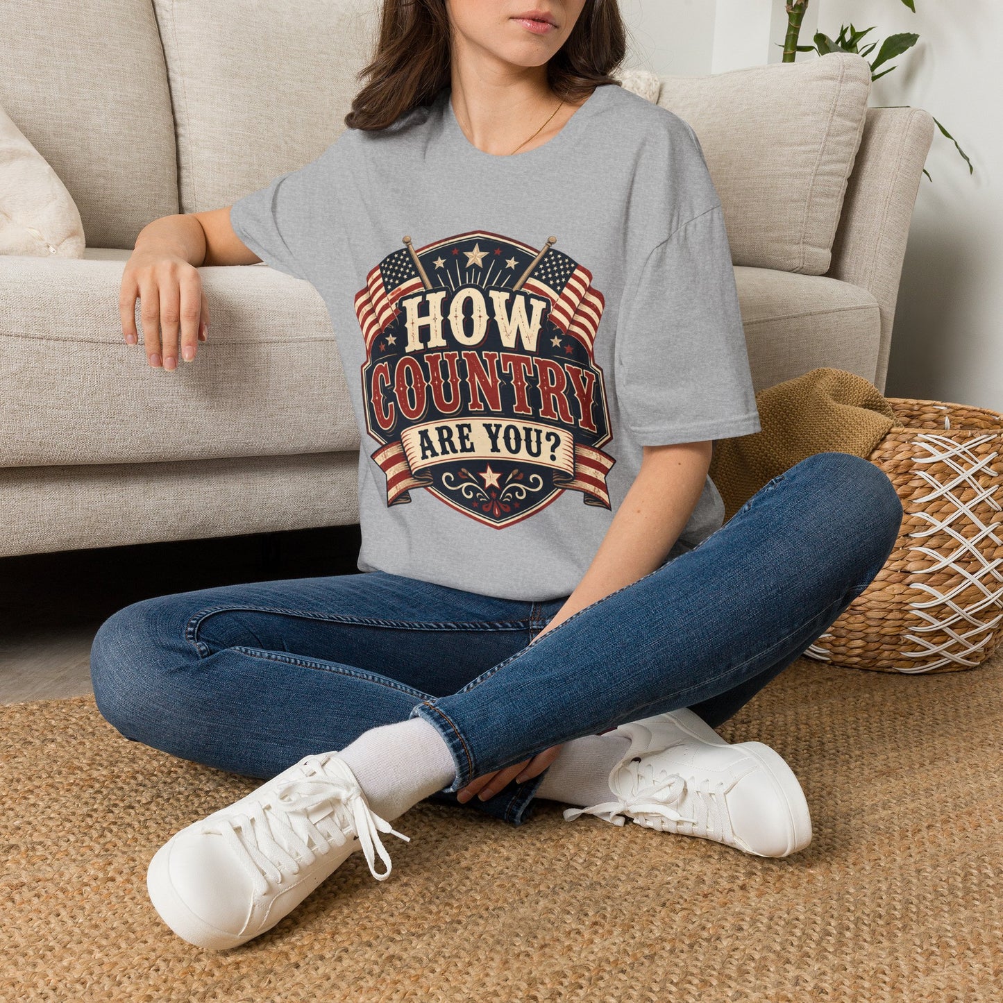 How Country Are You? T-Shirt — Vintage American Flag Country Graphic Tee