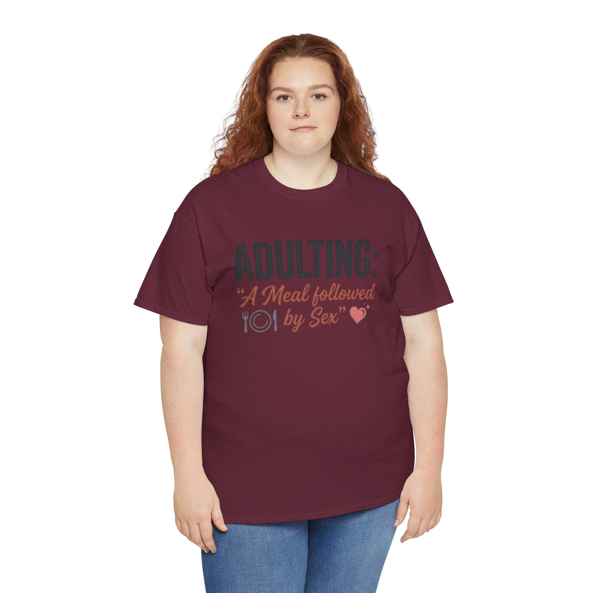 Adulting T‑Shirt – "Adulting: A Meal Followed by Sex" Funny Graphic Tee Printify