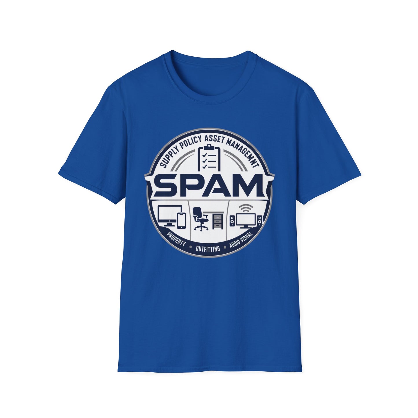 SPAM Supply Policy Asset Management T-Shirt — Logistics/ IT / Admin Graphic Tee