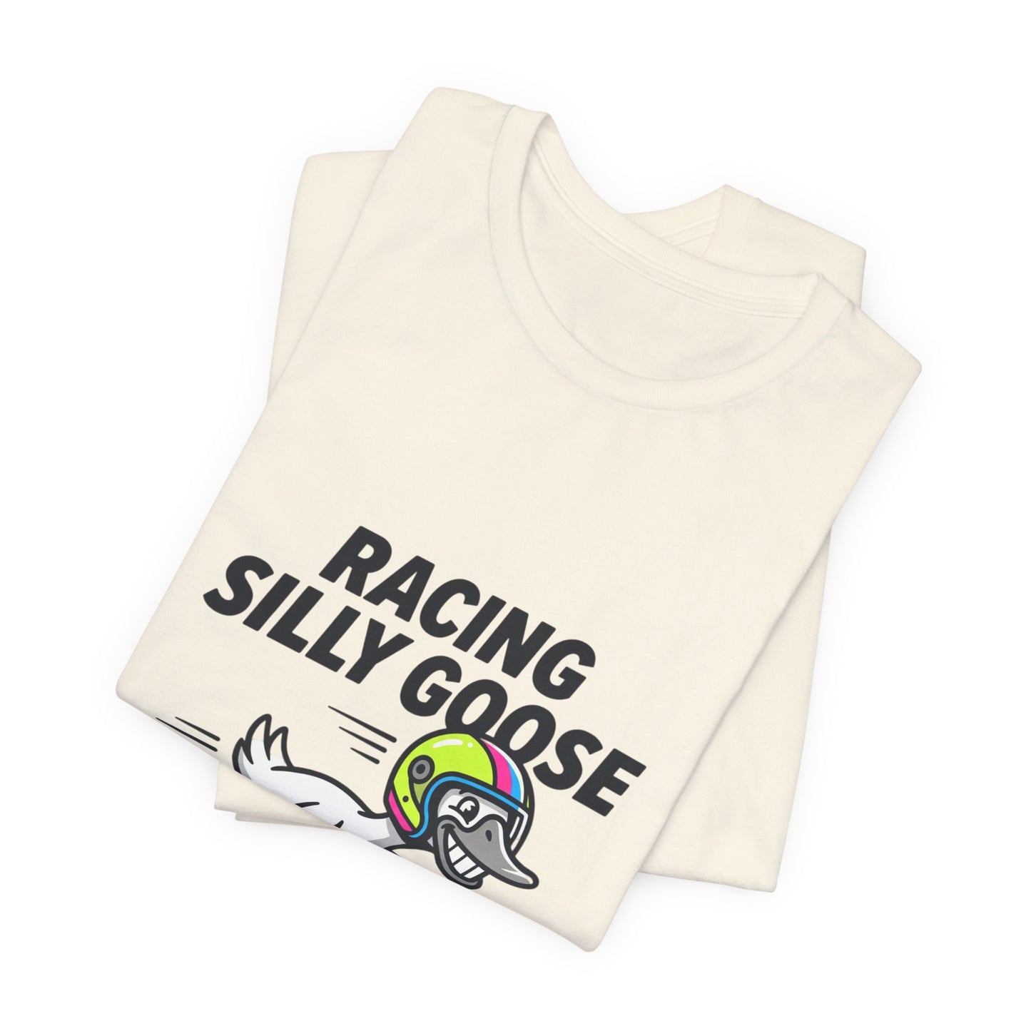 Racing Silly Goose Tee | motorsport parody, checkered race day humor