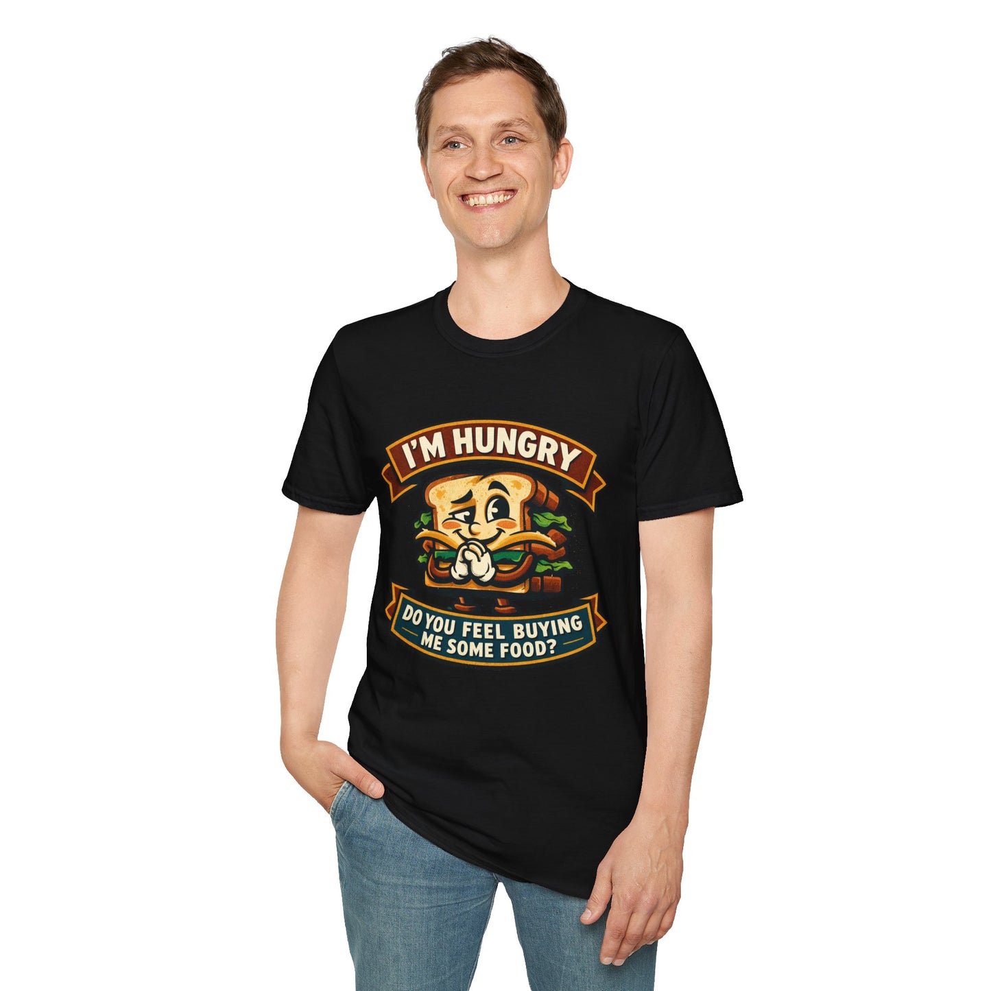 I'm Hungry Burger Graphic T-Shirt — "Do You Feel Buying Me Some Food?" Funny Foodie Tee