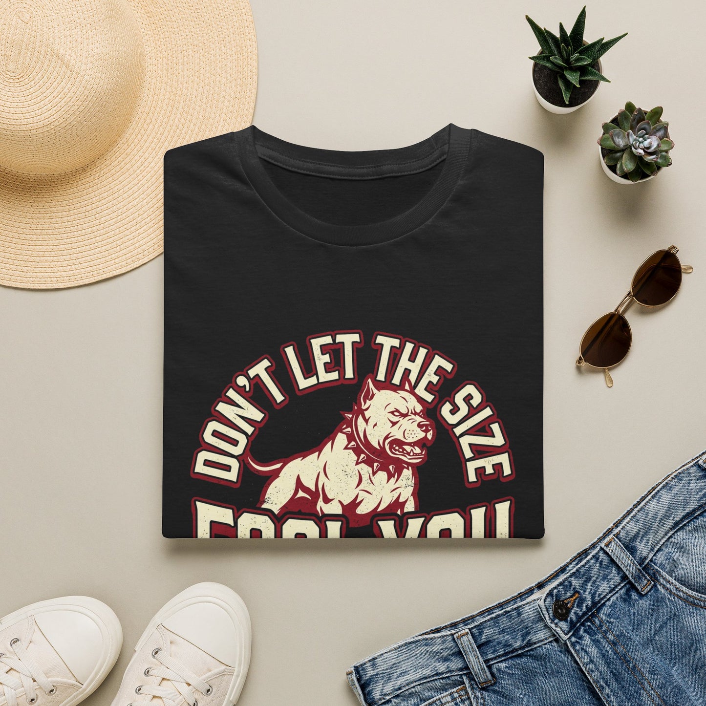 "Don’t Let The Size Fool You" Vintage Dog Tee-Pitbull Graphic T-Shirt