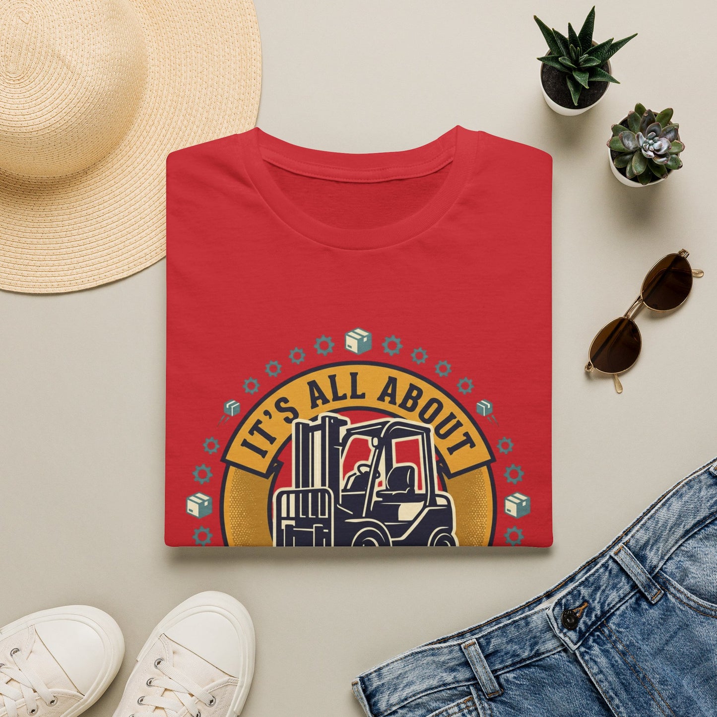 Moving Company T-Shirt — "It's All About Moving Units" Forklift Logo