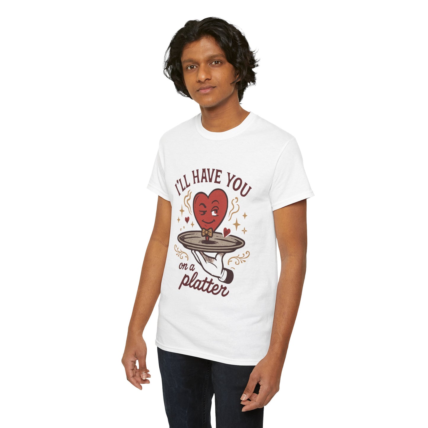 Valentine Heart on a Platter T-Shirt — I'll Have You on a Platter Cute Romantic Tee