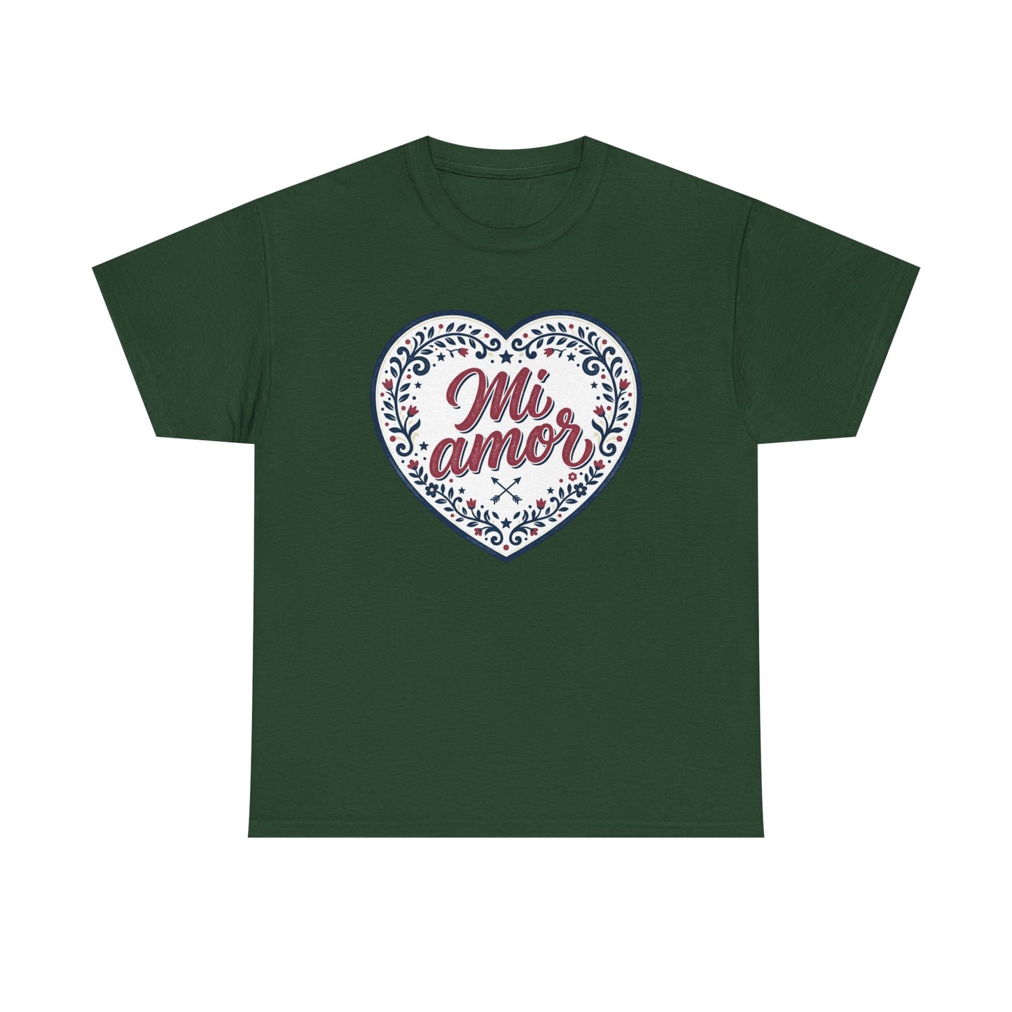Mi Amor Heart T-Shirt — Romantic Floral Graphic Tee for Valentine’s Day
