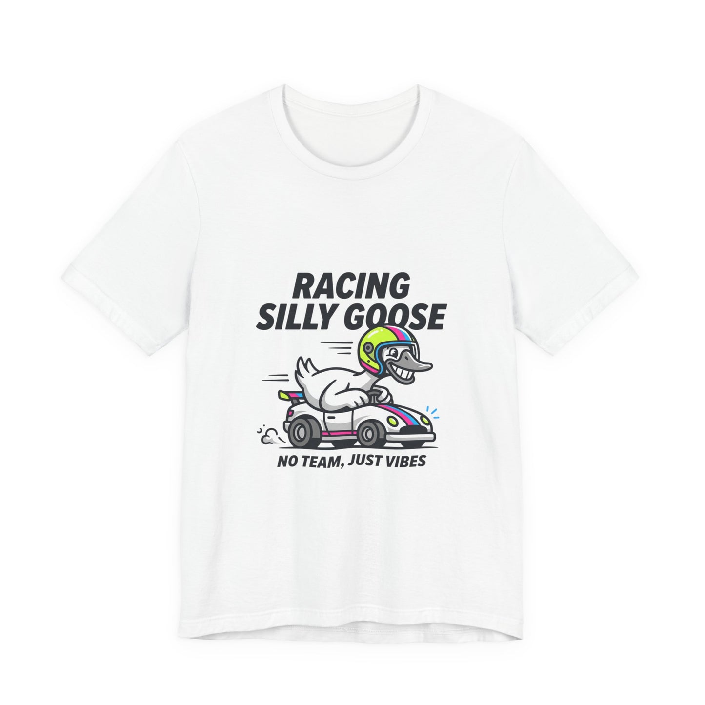 Racing Silly Goose Tee | motorsport parody, checkered race day humor