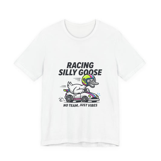 Racing Silly Goose Tee | motorsport parody, checkered race day humor