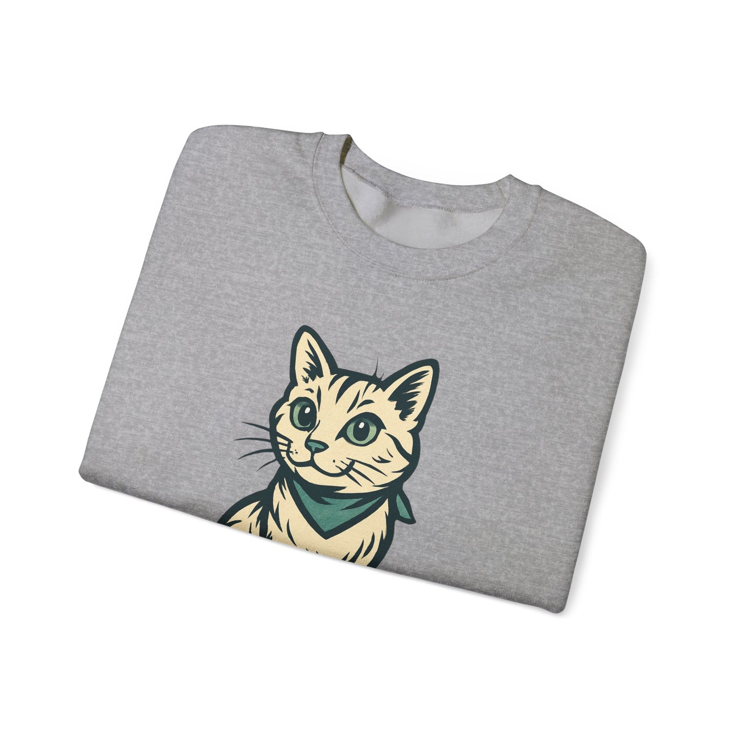 Cute Kitten Pullover Sweatshirt — Vintage Cat Illustration Crewneck