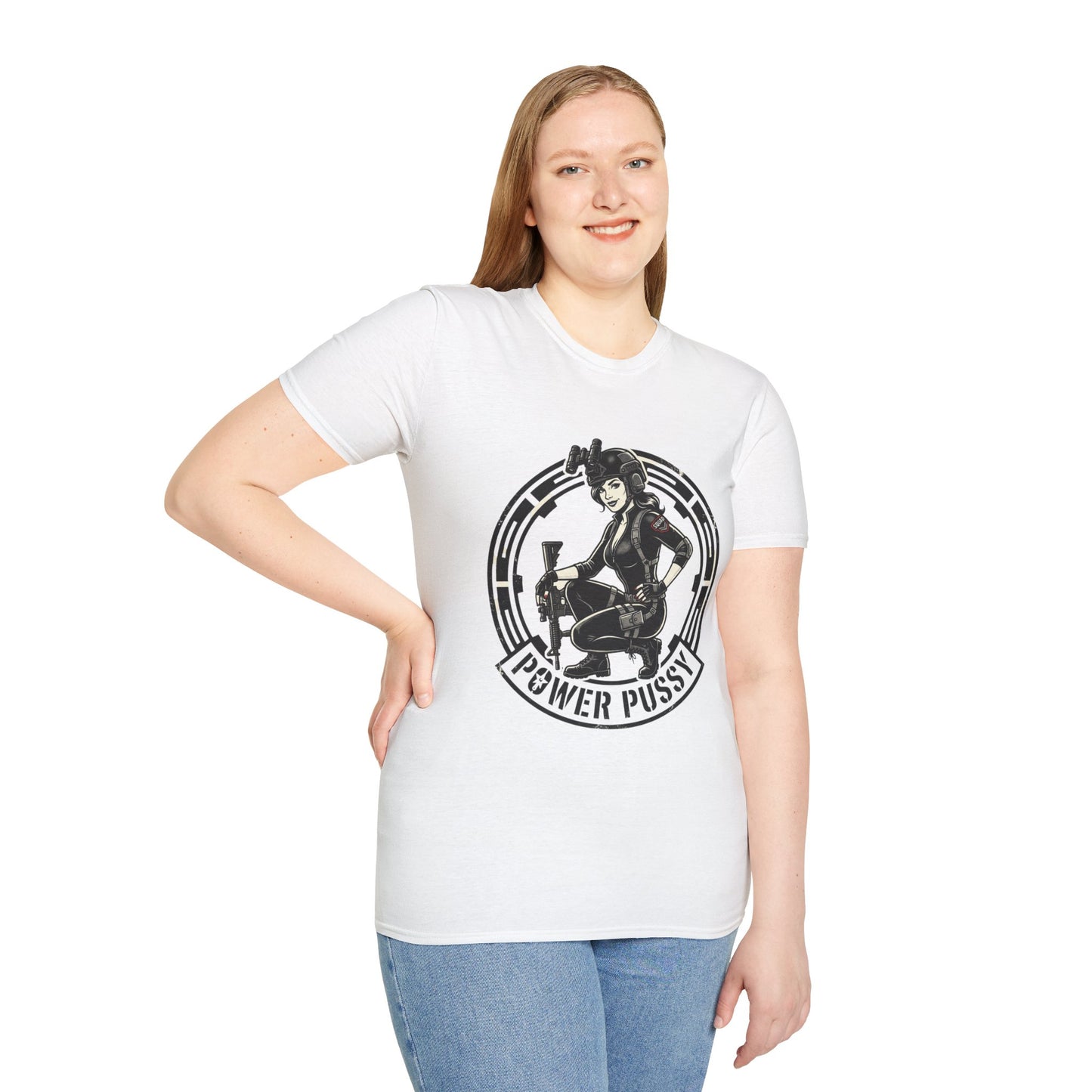 Power Pussy Graphic T-Shirt — Retro Pinup Catwoman Style Tee
