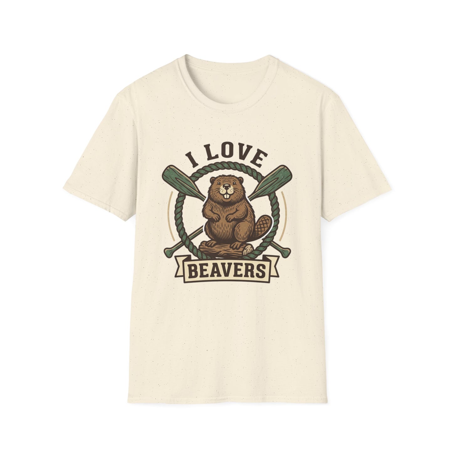 I Love Beavers T-Shirt — Cute Vintage Beaver Graphic Tee with Oars