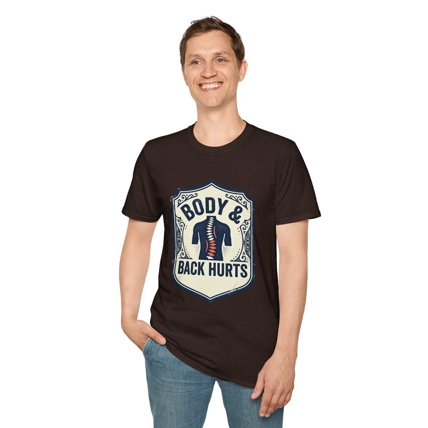 Back Hurts T-Shirt — Body & Back Hurts Graphic Tee for Spine Pain Relief Awareness