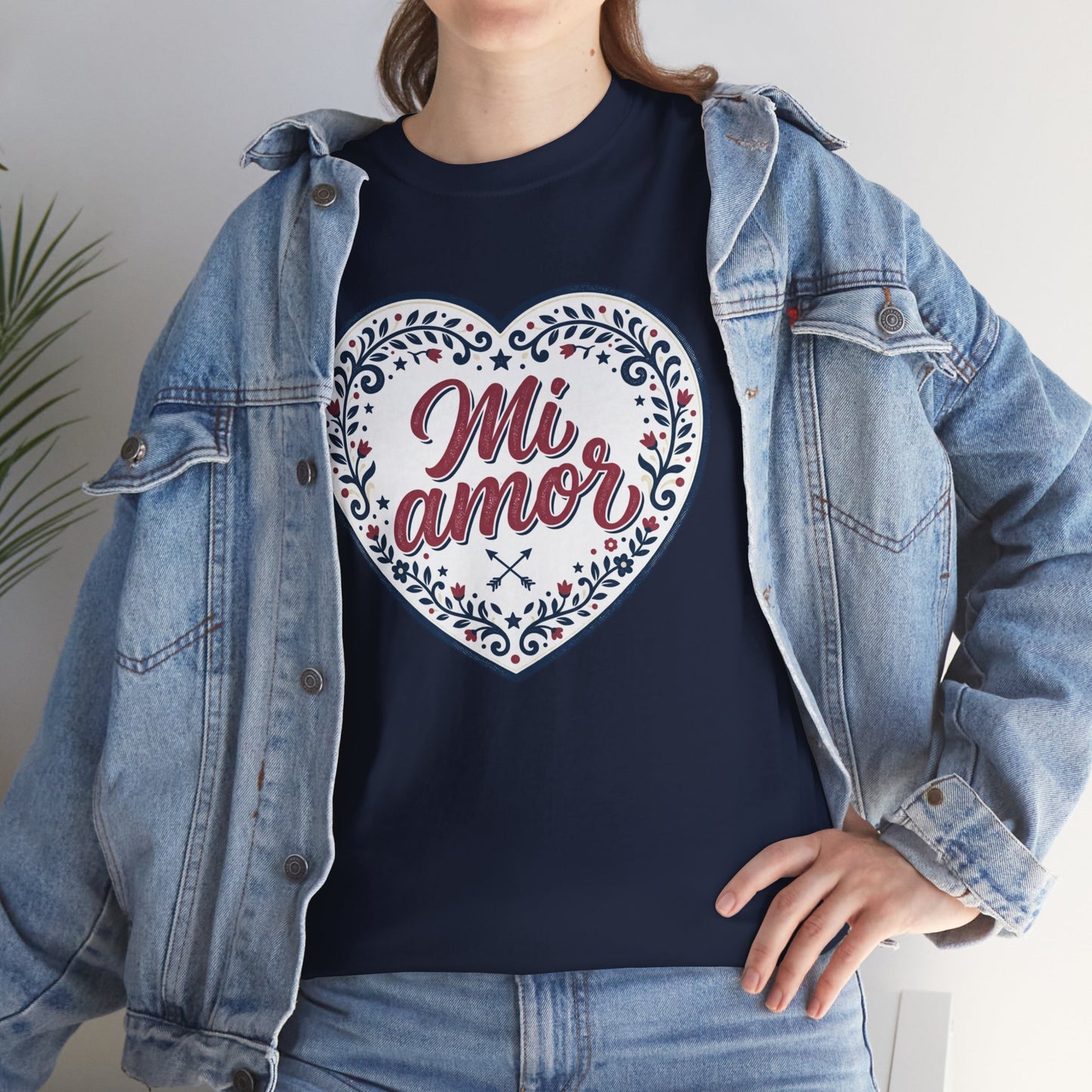Mi Amor Heart T-Shirt — Romantic Floral Graphic Tee for Valentine’s Day