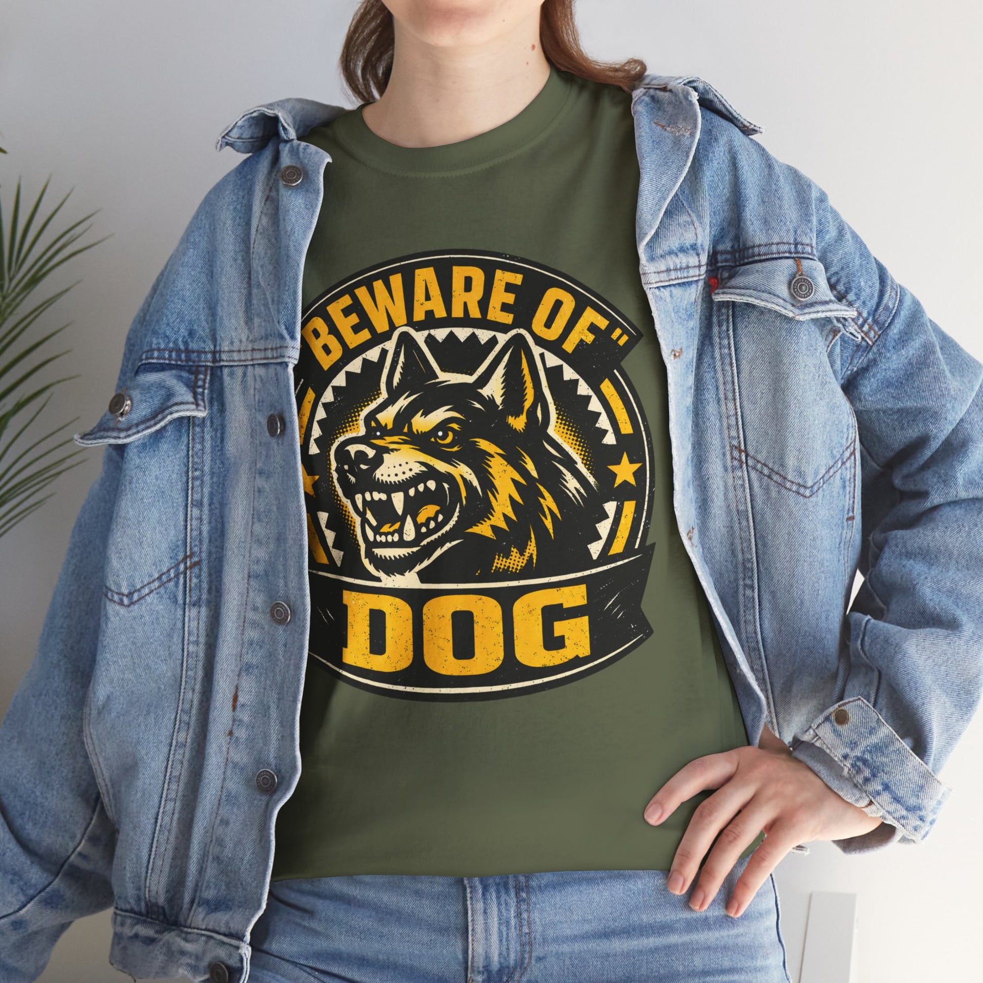 Beware of Dog T-Shirt — Retro Aggressive Dog Warning Graphic Tee Printify