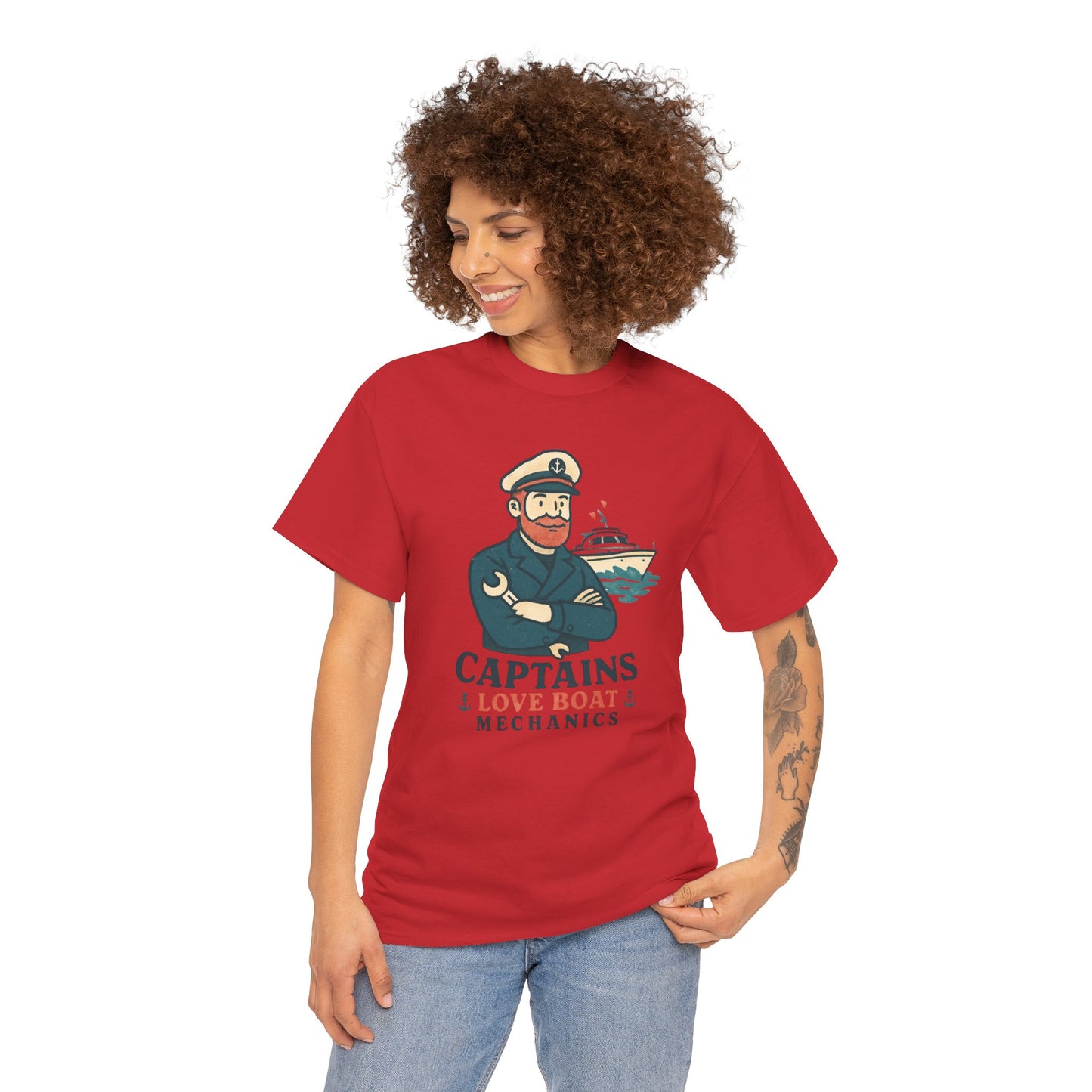 Captain Mechanics T‑Shirt — "Captains Love Boat Mechanics" Nautical Crew Tee