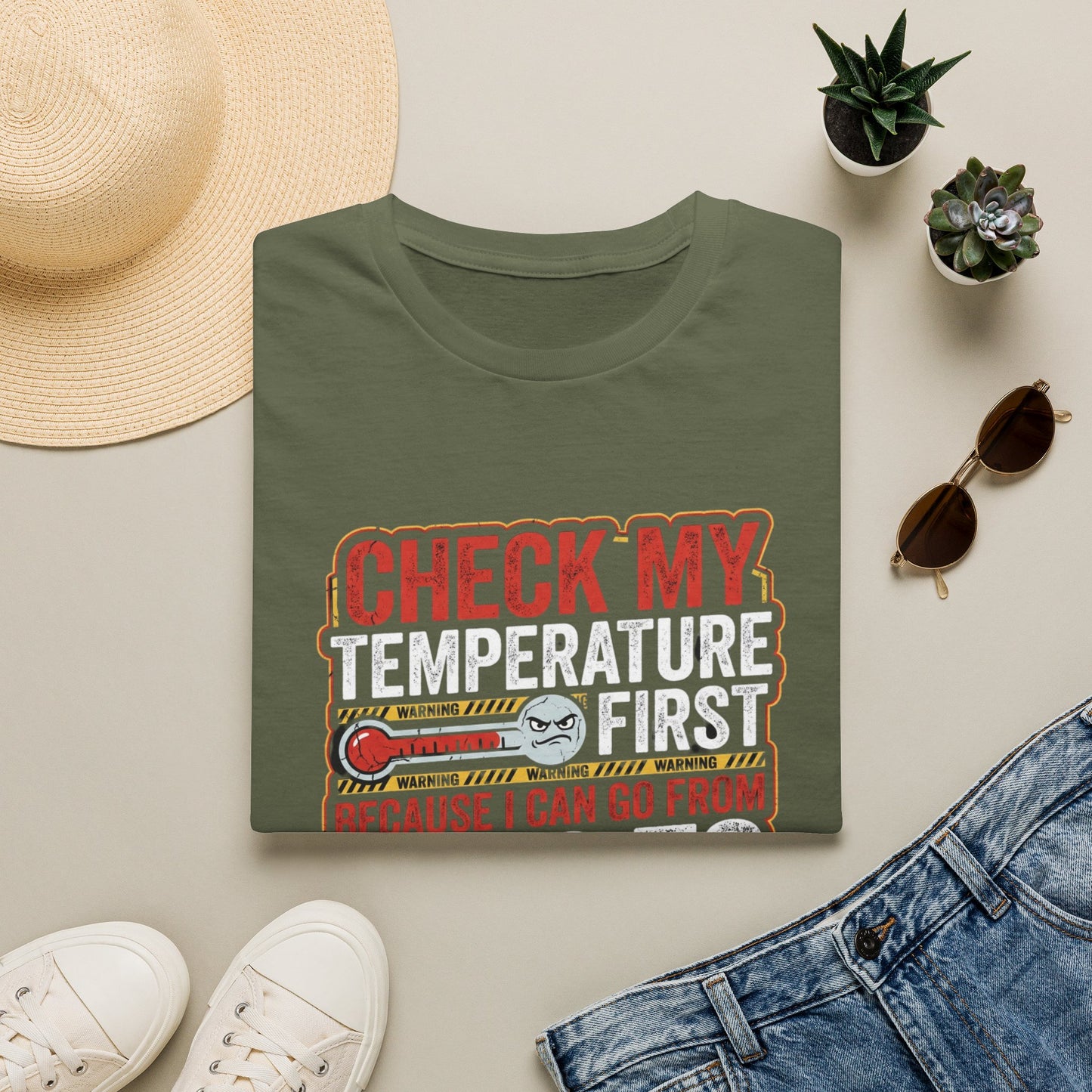 Check My Temperature First T‑Shirt — Funny Mood Thermometer Tee