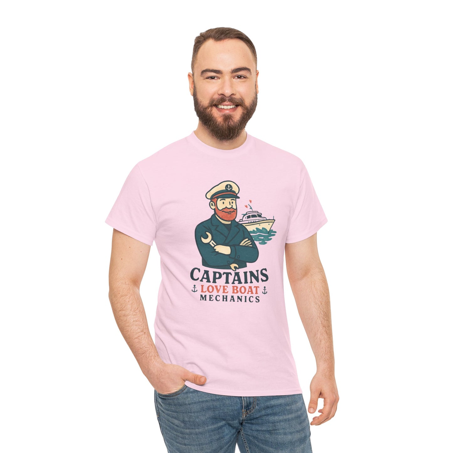 Captain Mechanics T‑Shirt — "Captains Love Boat Mechanics" Nautical Crew Tee