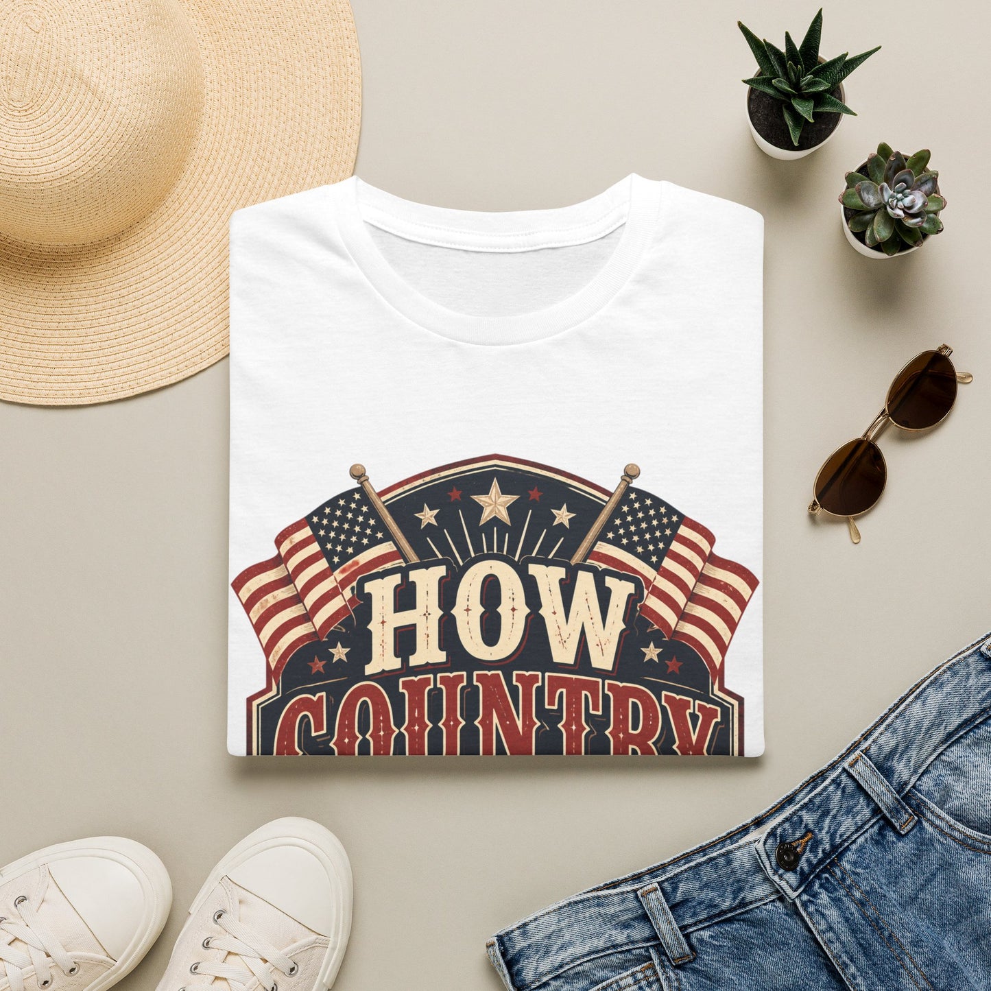 How Country Are You? T-Shirt — Vintage American Flag Country Graphic Tee