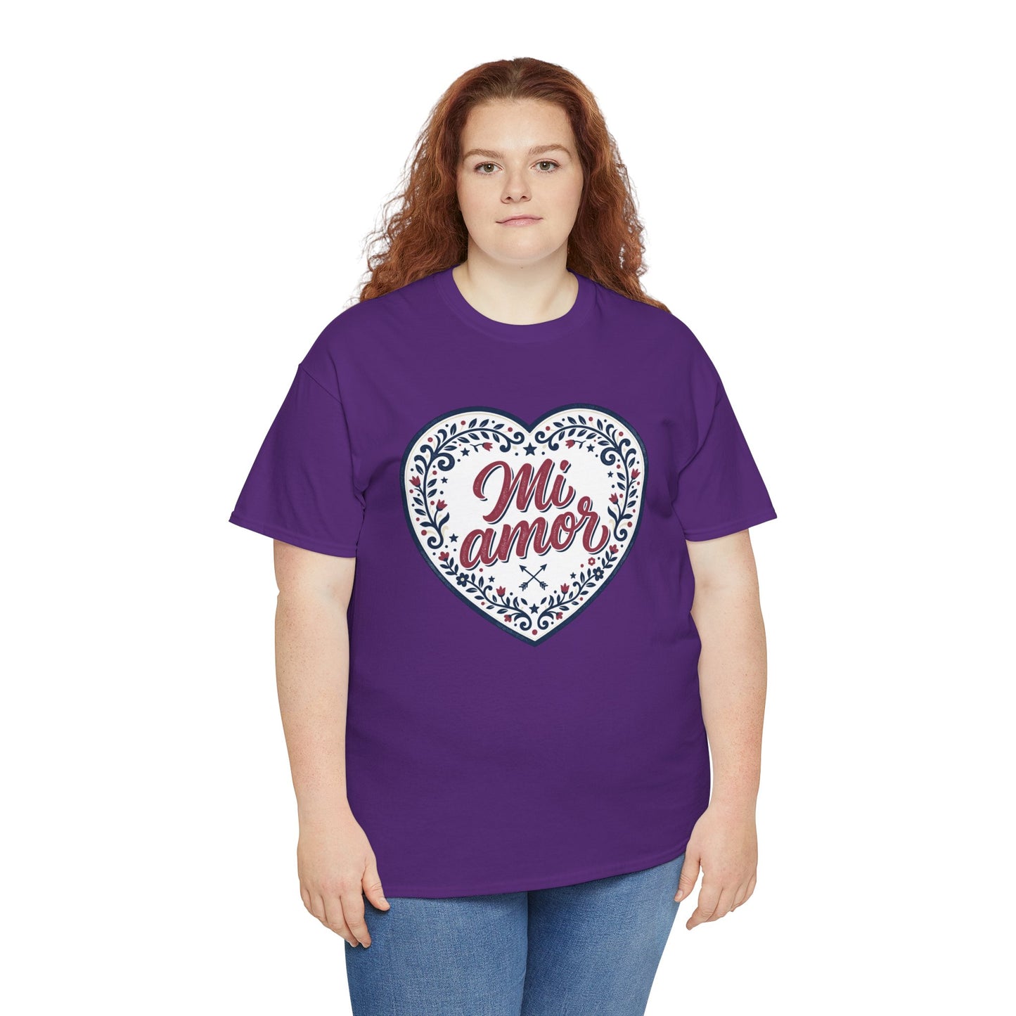Mi Amor Heart T-Shirt — Romantic Floral Graphic Tee for Valentine’s Day