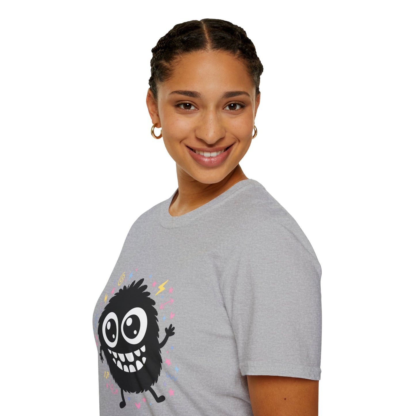 Cute Fuzzy Monster T-Shirt — Playful Cartoon Graphic Tee for Kids & Adults