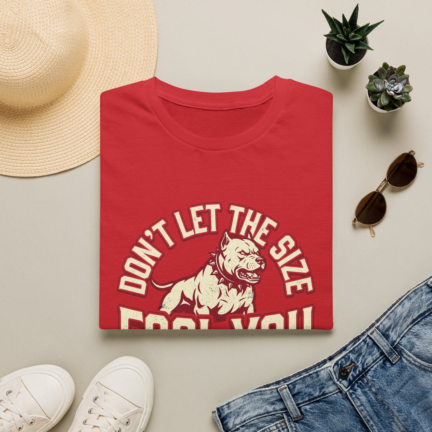 "Don’t Let The Size Fool You" Vintage Dog Tee-Pitbull Graphic T-Shirt