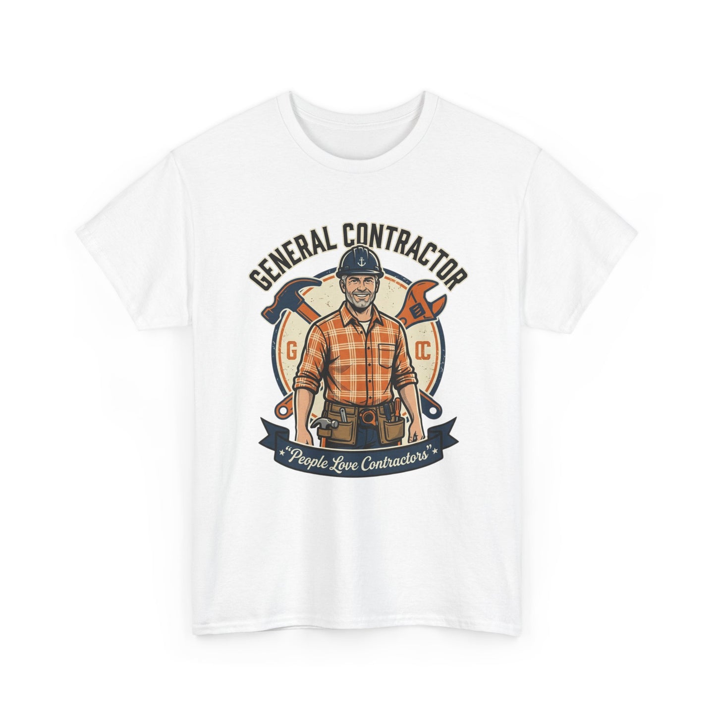 General Contractor T-Shirt — Vintage Construction Worker Logo Tee Printify