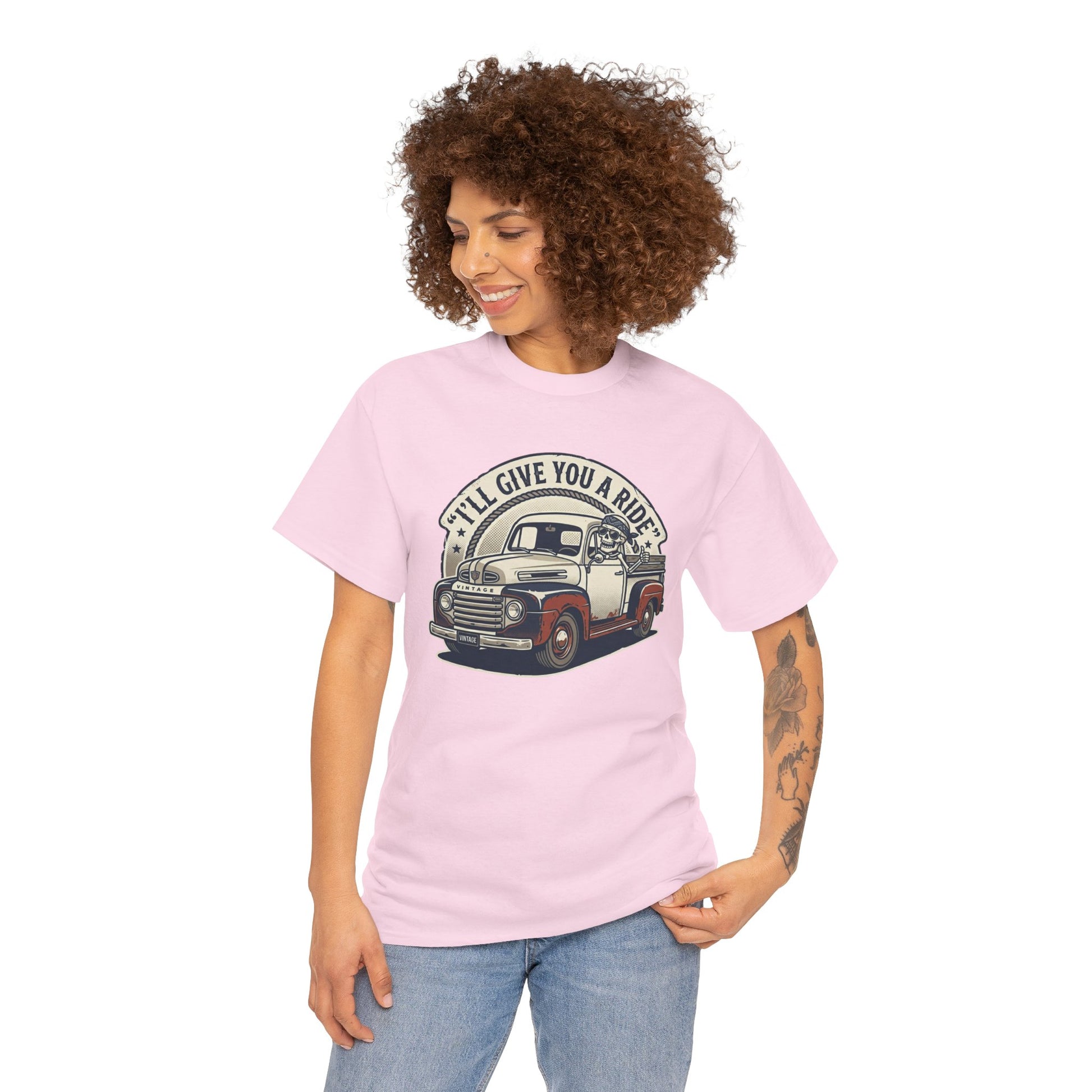 Vintage Pickup Truck T-Shirt — “I’ll Give You a Ride” Classic Retro Tee Printify
