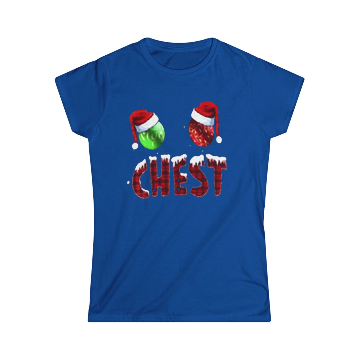 Chest Christmas Tee — Festive Ornaments & Santa Hats Holiday Shirt