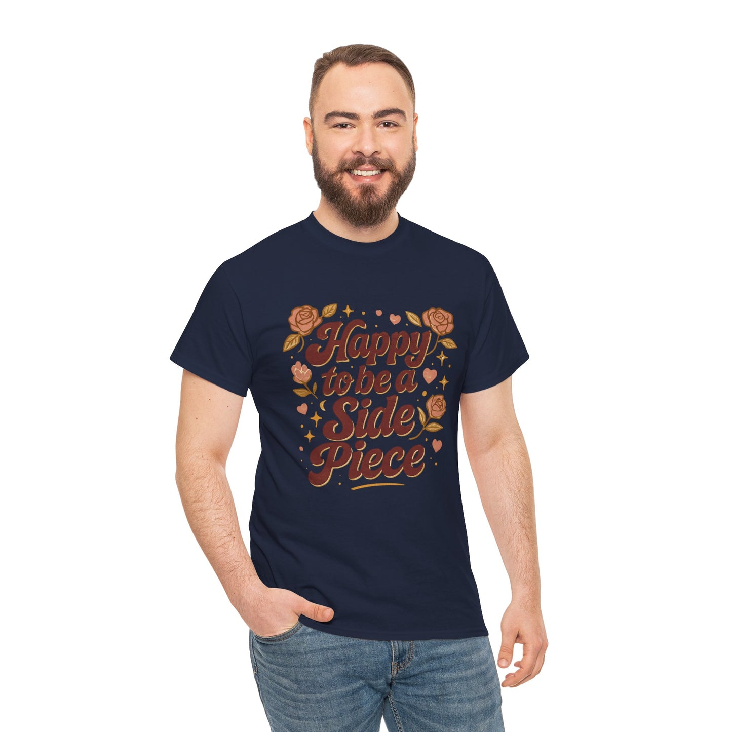 Happy to Be a Side Piece Tee — Retro Floral Statement T-Shirt