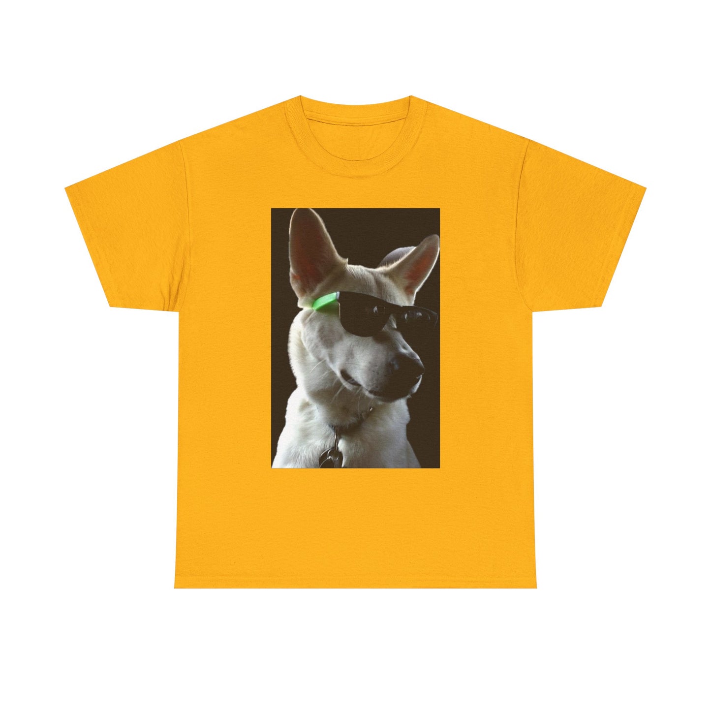 Cyberpunk Dog Photo Tee — Futuristic Bull Terrier Graphic T-Shirt Printify