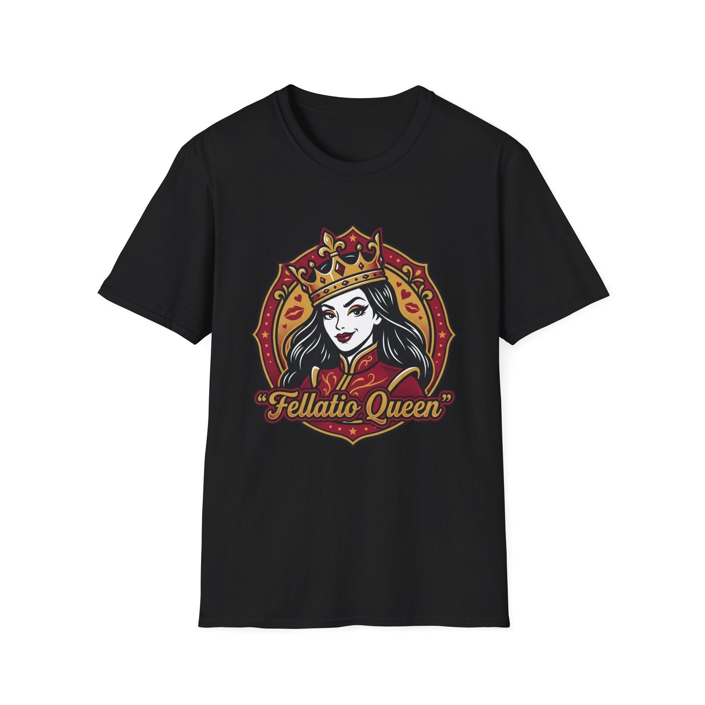 "Fellatio Queen" Retro Pinup Crown Graphic Tee Printify