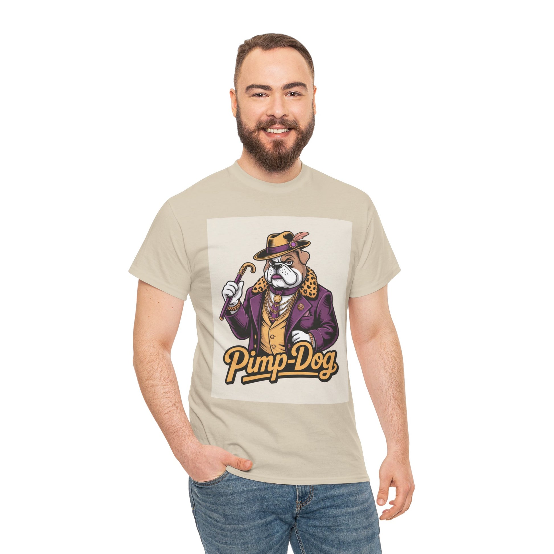 Pimp-Dog Graphic Tee — Retro Bulldog Character Shirt Printify