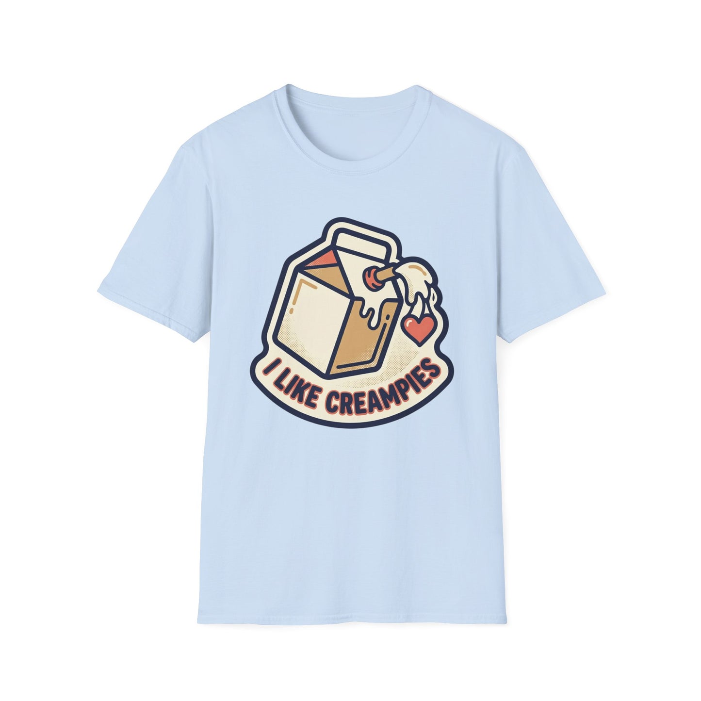 Cream Pie Cartoon T-Shirt — "I Like Creampies" Retro Milk Carton Graphic Tee