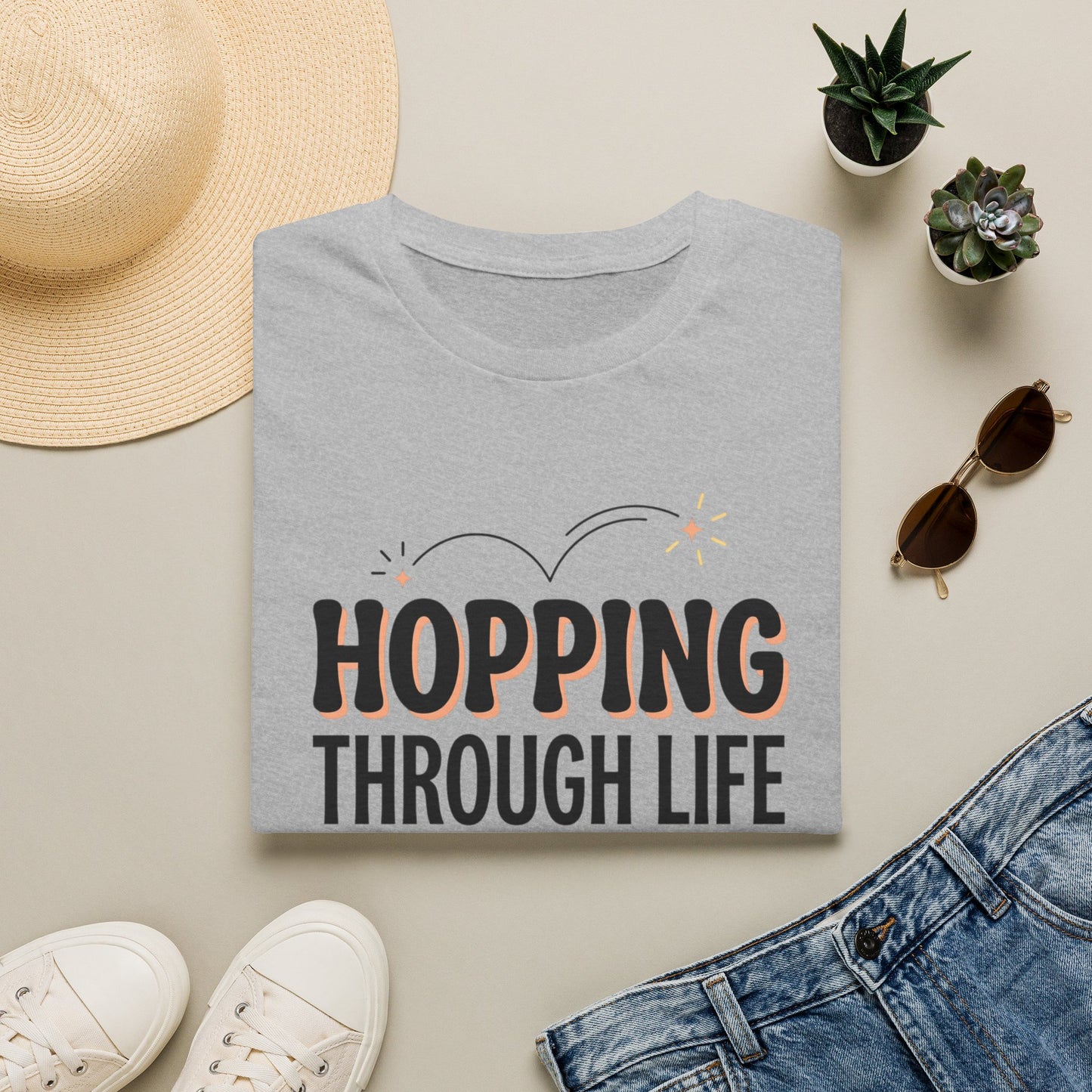 Hopping Through Life Tee — "Hopping Through Life with Joy" Inspirational Graphic T-Shirt