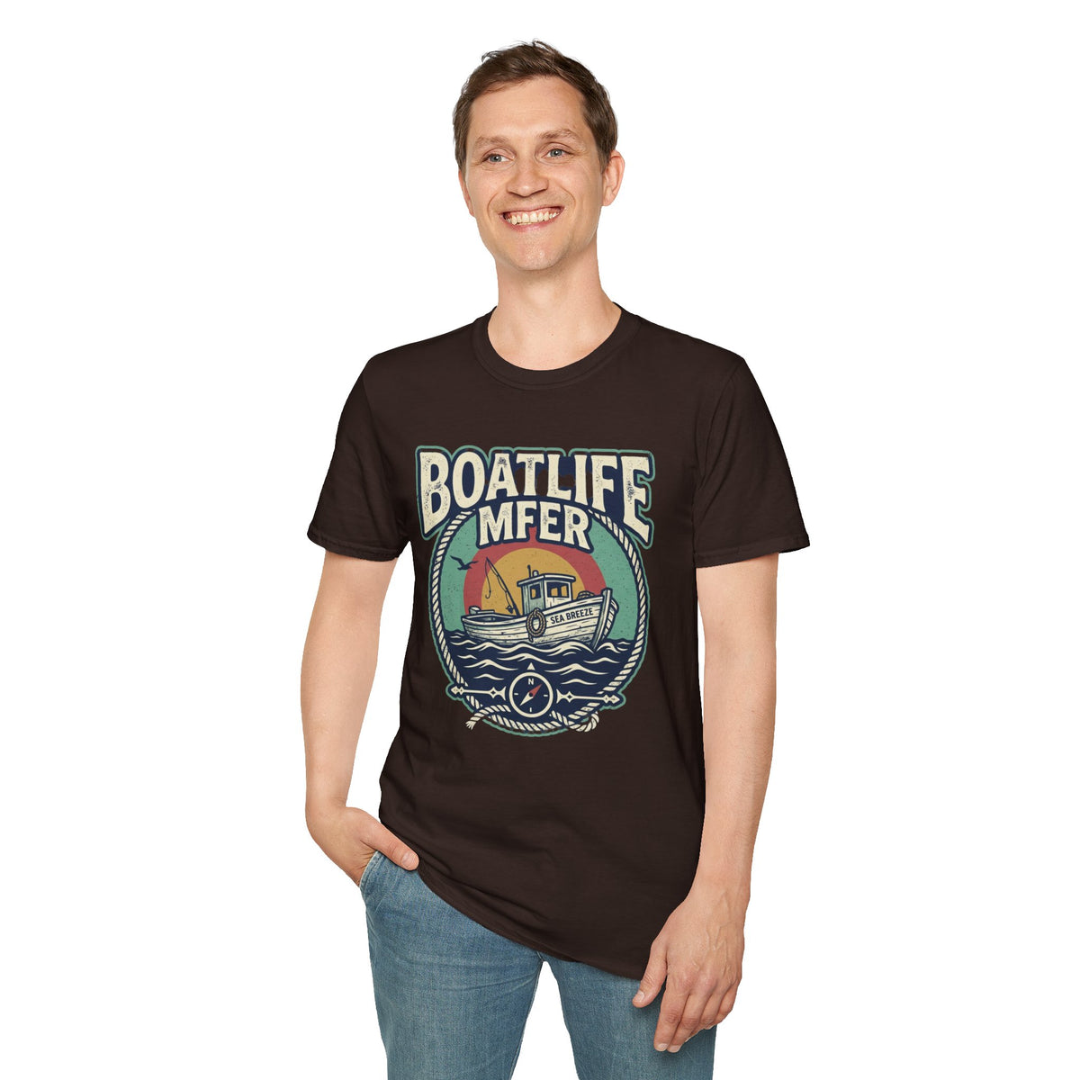 Boat Life T-Shirt – Vintage Fishing Boat Graphic 'Boat Life MFER' Tee