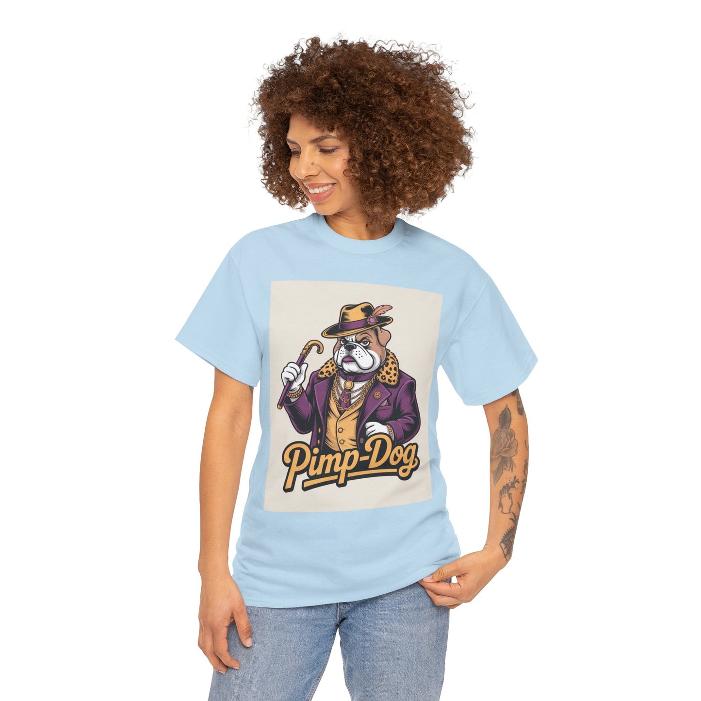 Pimp-Dog Graphic Tee — Retro Bulldog Character Shirt Printify