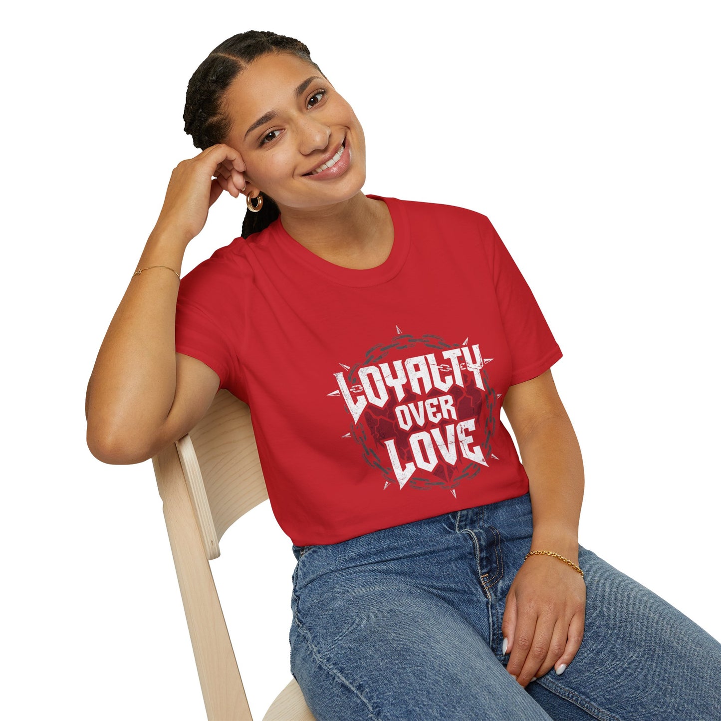 Loyalty Over Love T-Shirt — Edgy Heart & Chain Graphic Tee