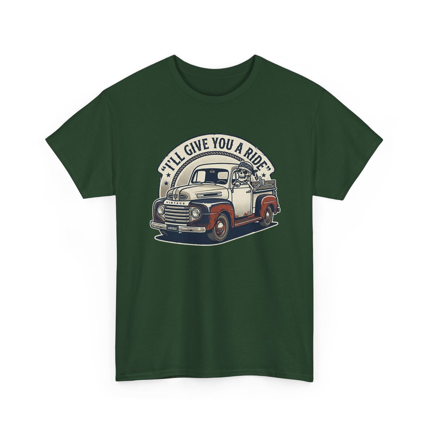 Vintage Pickup Truck T-Shirt — “I’ll Give You a Ride” Classic Retro Tee Printify