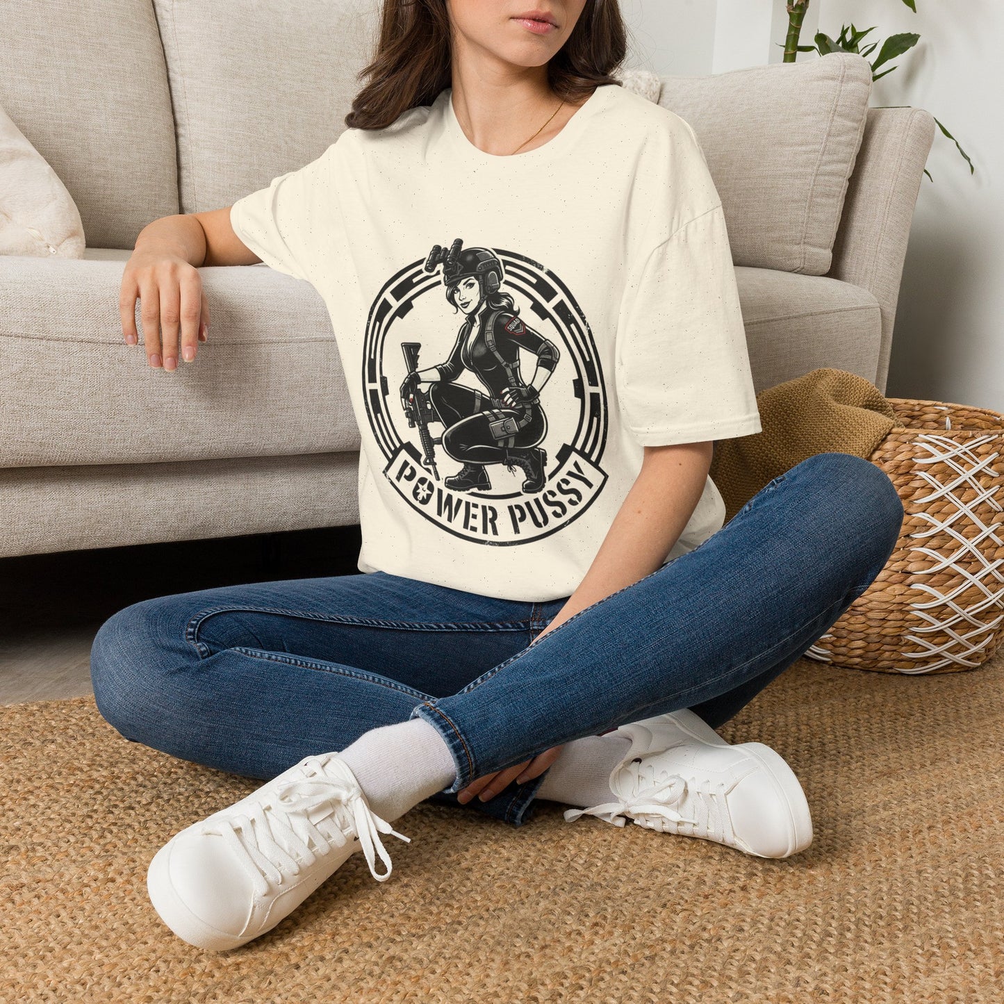 Power Pussy Graphic T-Shirt — Retro Pinup Catwoman Style Tee