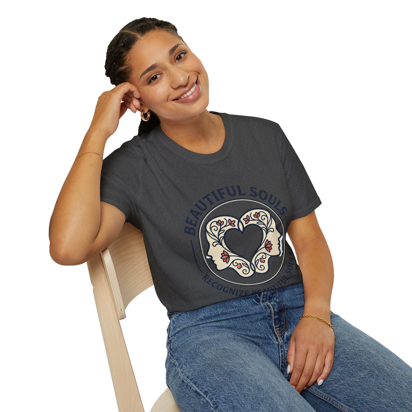Beautiful Souls Graphic T-Shirt — "Beautiful Souls" Heart Floral Tee
