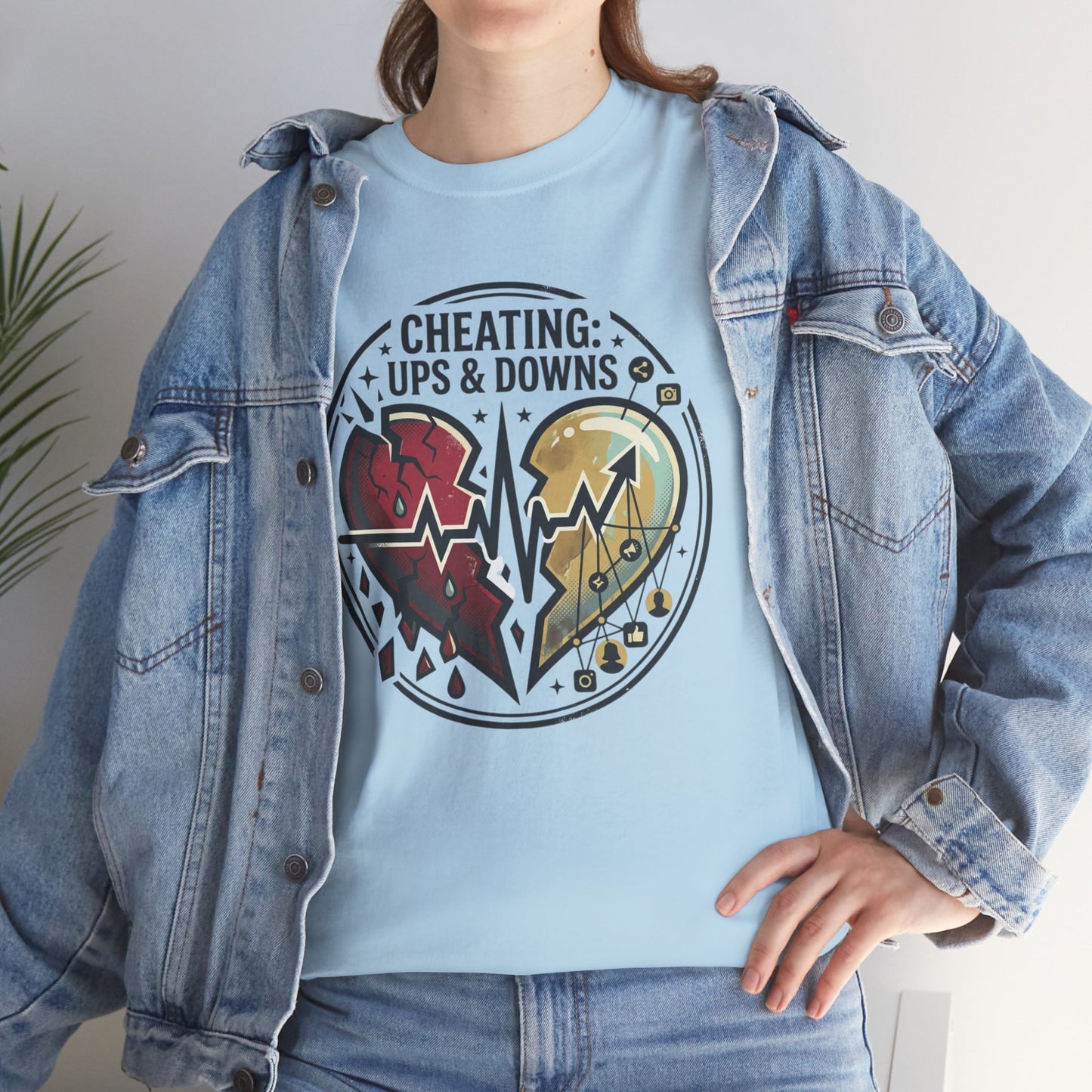 Cheating: Ups & Downs Broken Heart Graphic Tee Printify