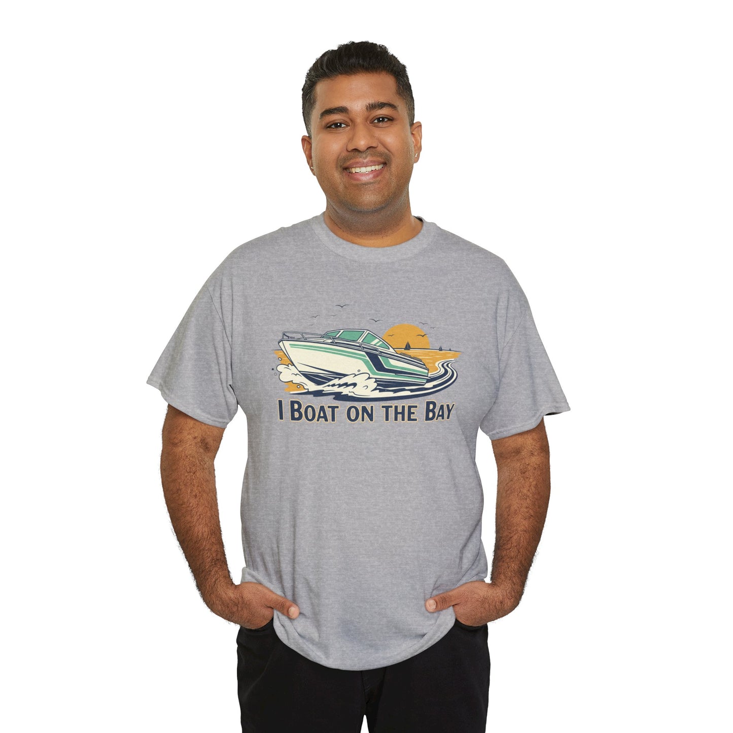 Boat on the Bay T-Shirt — Retro Motorboat Sunset Tee Printify