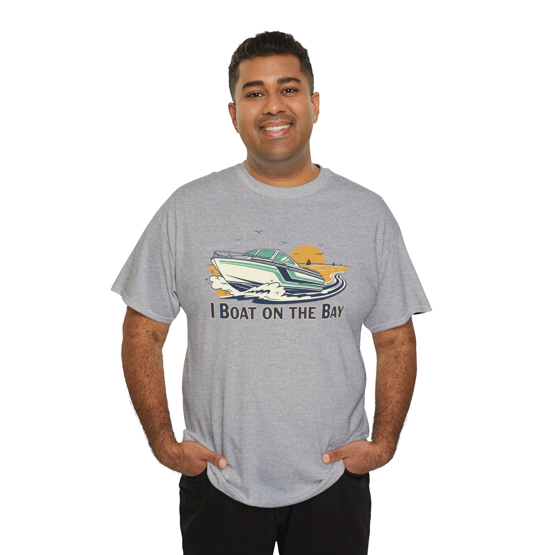 Boat on the Bay T-Shirt — Retro Motorboat Sunset Tee Printify
