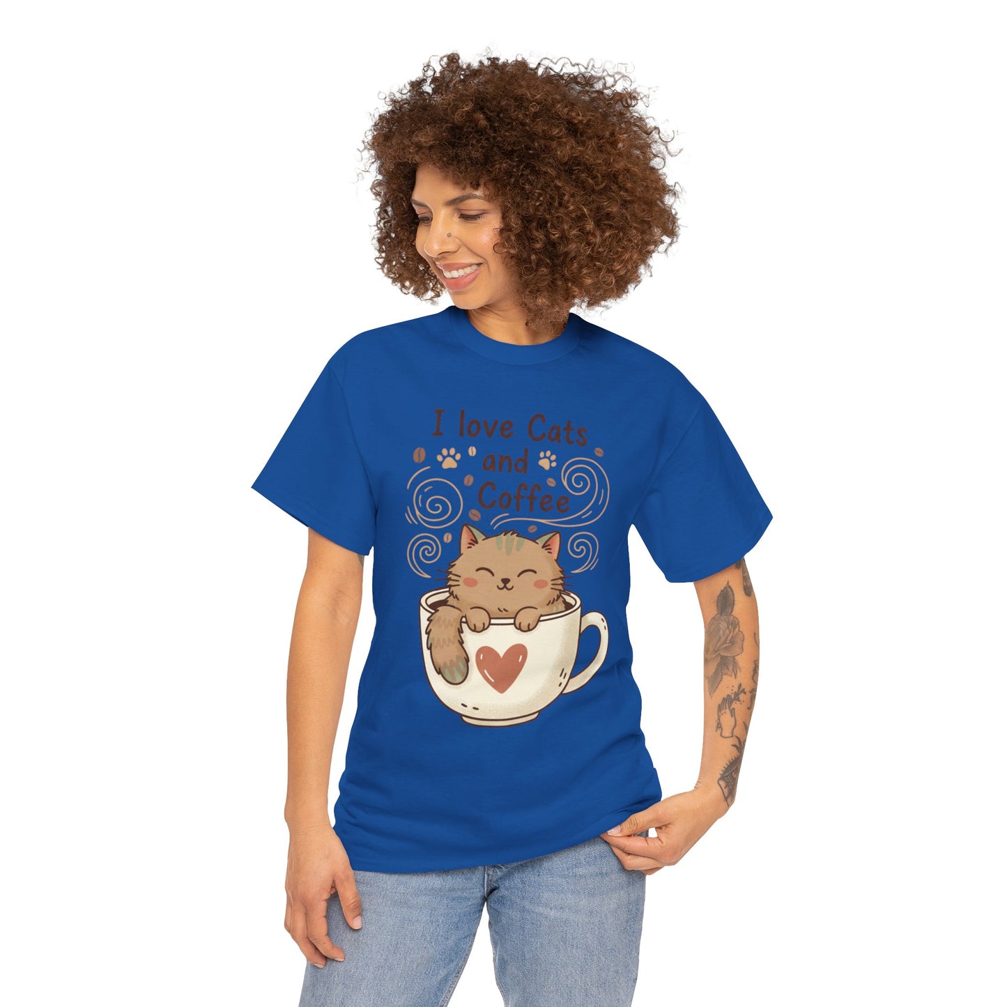 Cat and Coffee T‑Shirt — "I Love Cats and Coffee" Cute Cat in Mug Tee